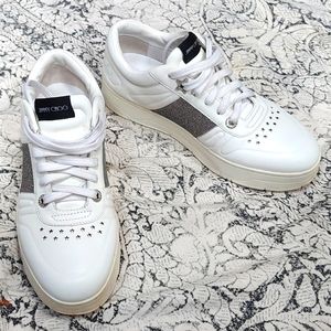 Jimmy Choo White and Silver Women's Sneakers